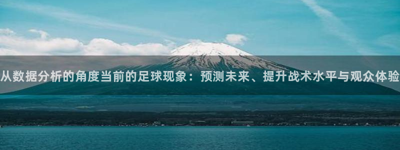 从数据分析的角度当前的足球现象：预测未来、提升战术水平与观众体验